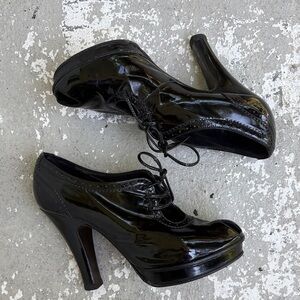 Fendi patent leather peep toe